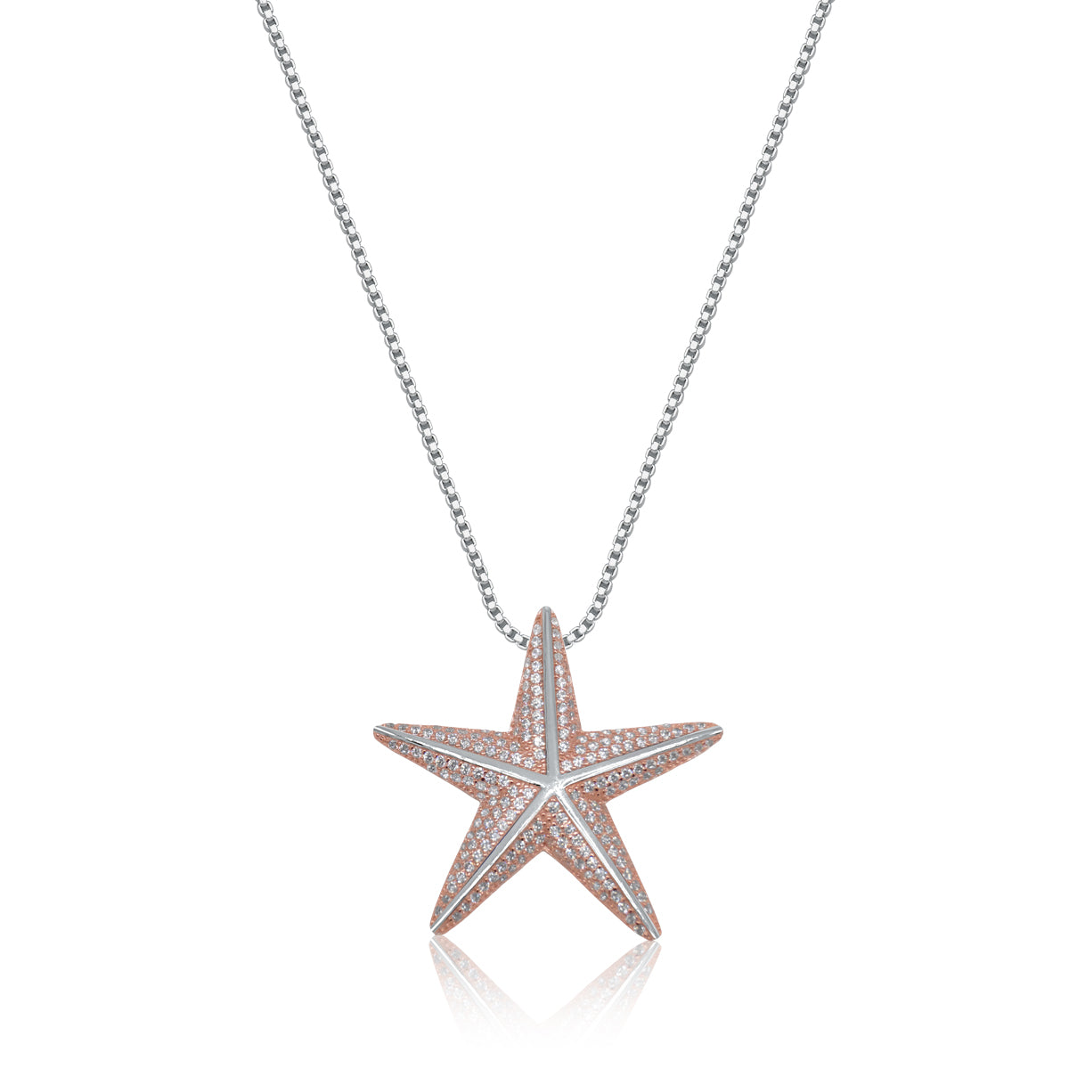 Starfish Pendant Necklace Clear CZ | 925 Silver