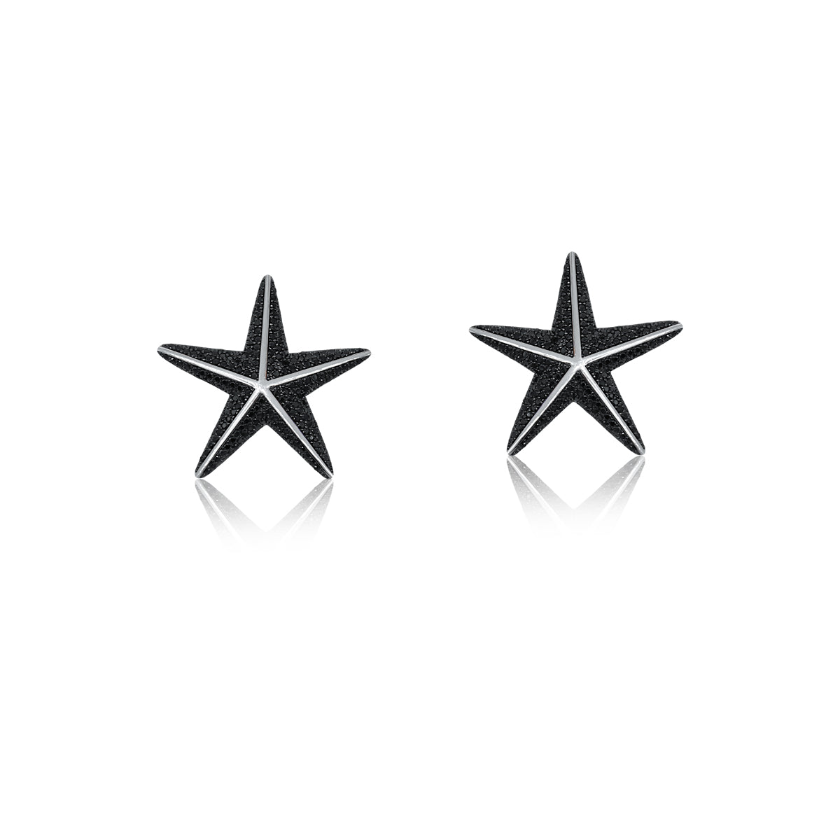 Starfish Statement Earrings Black CZ | 925 Silver