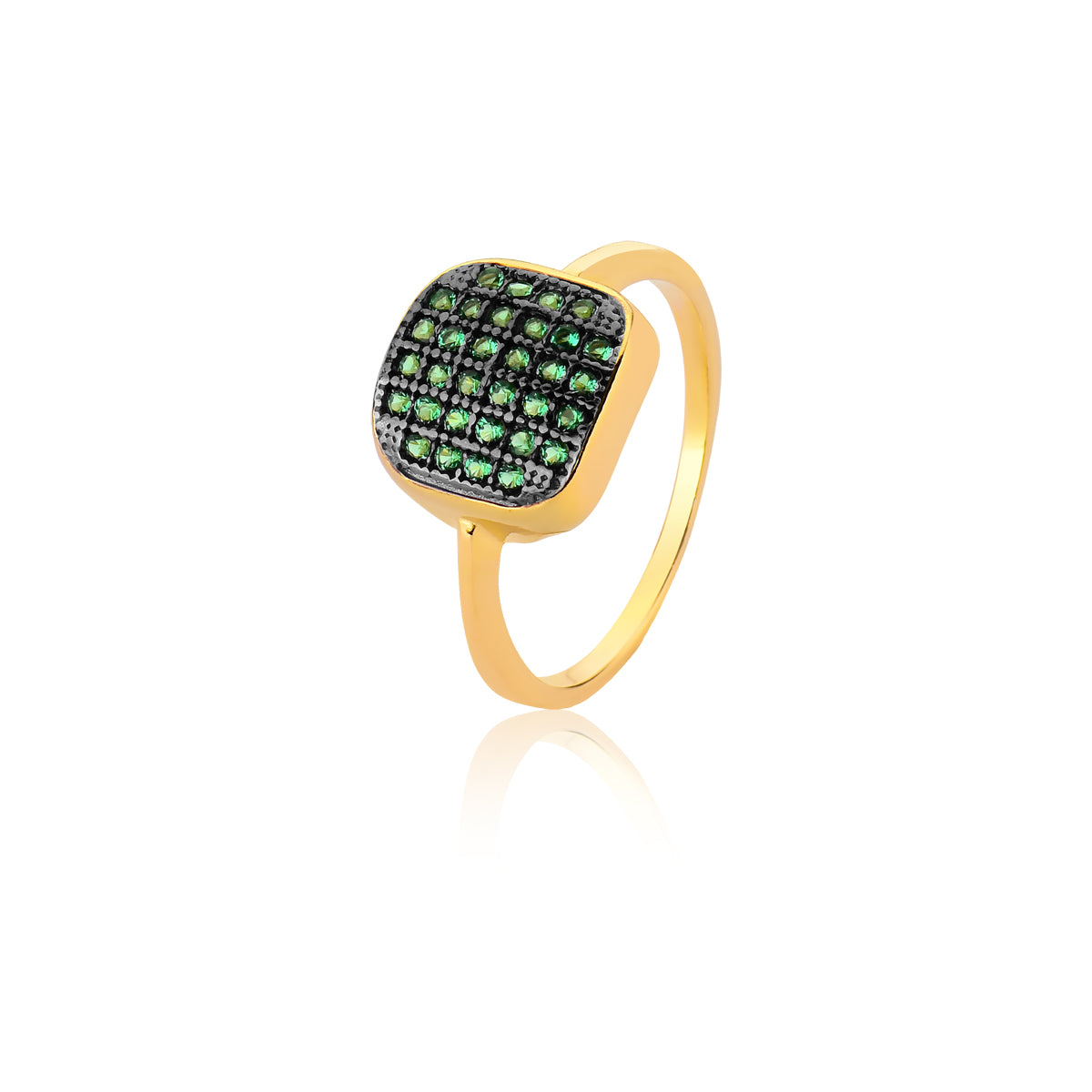 Band Ring Green CZ Pave  | 18k Gold Vermeil
