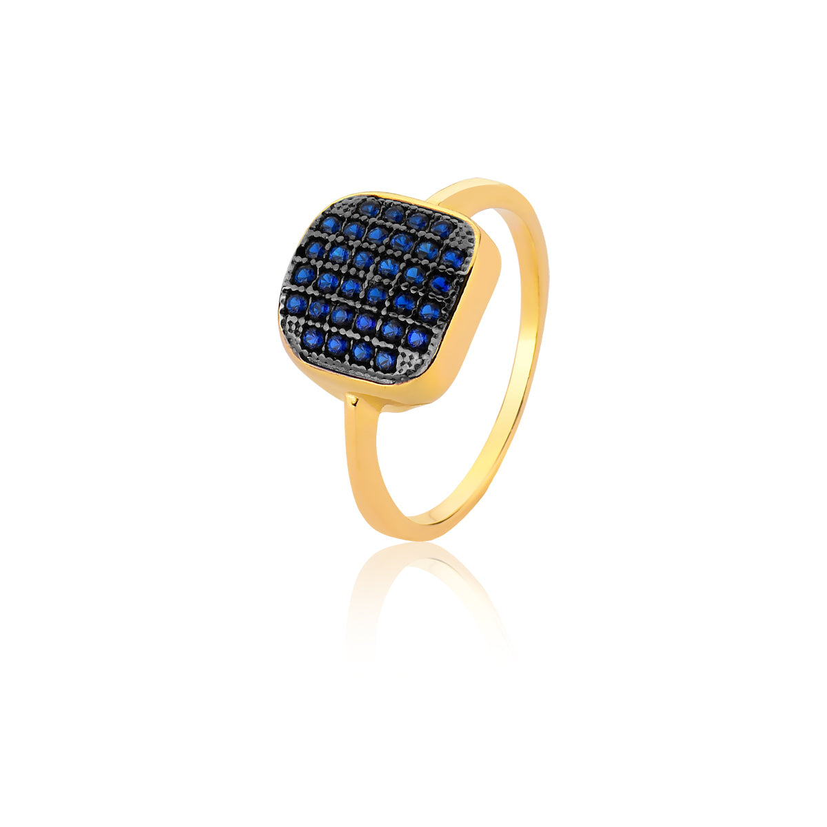 Band Ring Blue CZ Pave  | 18k Gold Vermeil