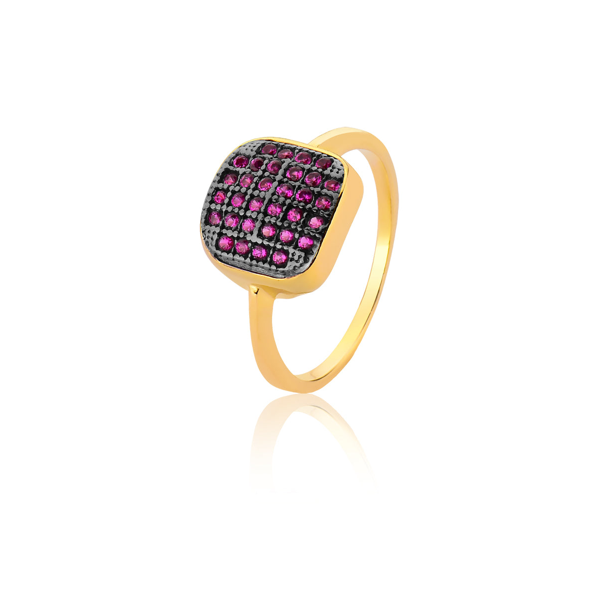 Band Ring Red CZ Pave  | 18k Gold Vermeil