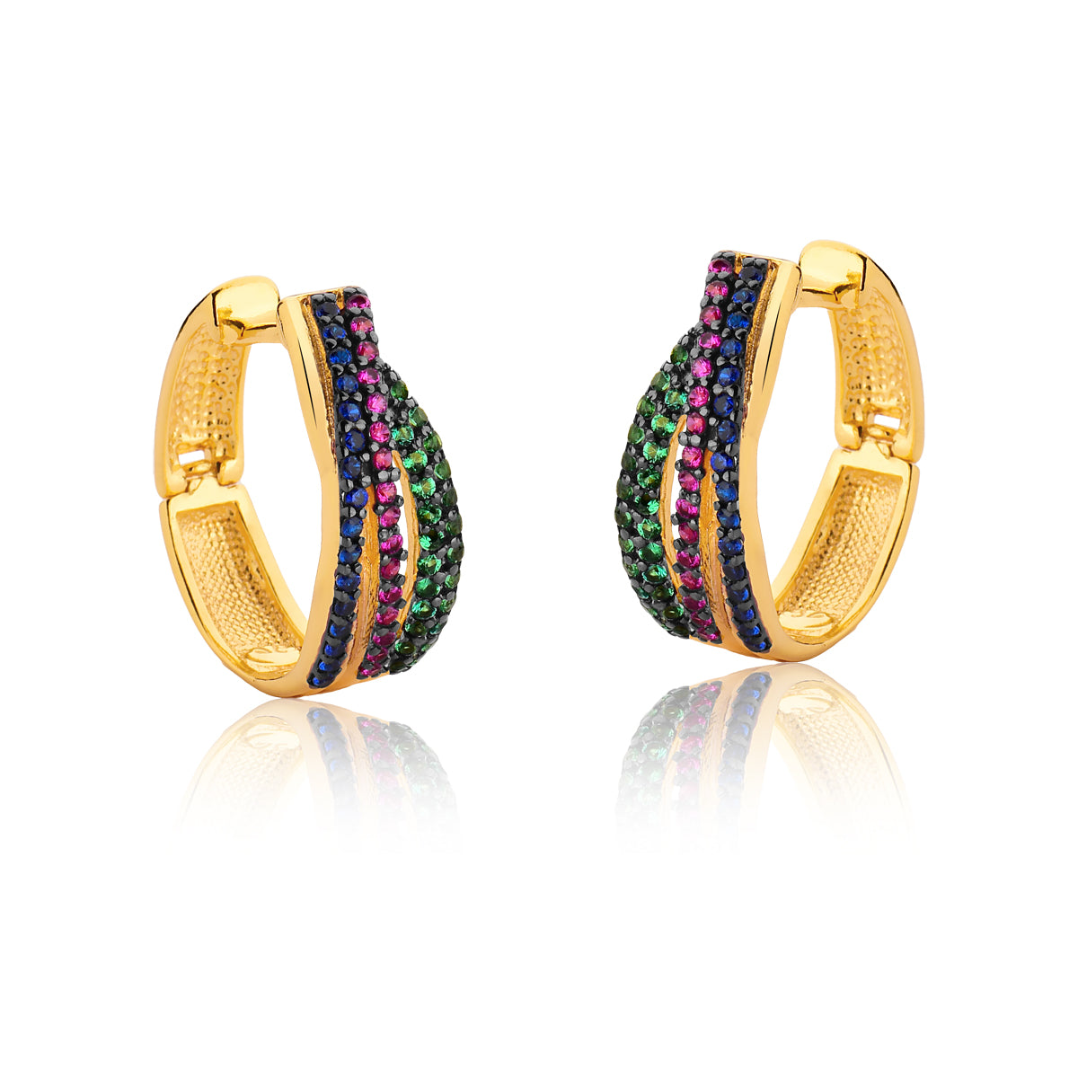 Hoop Earrings Multicolor CZ Pave | 18k Gold Vermeil