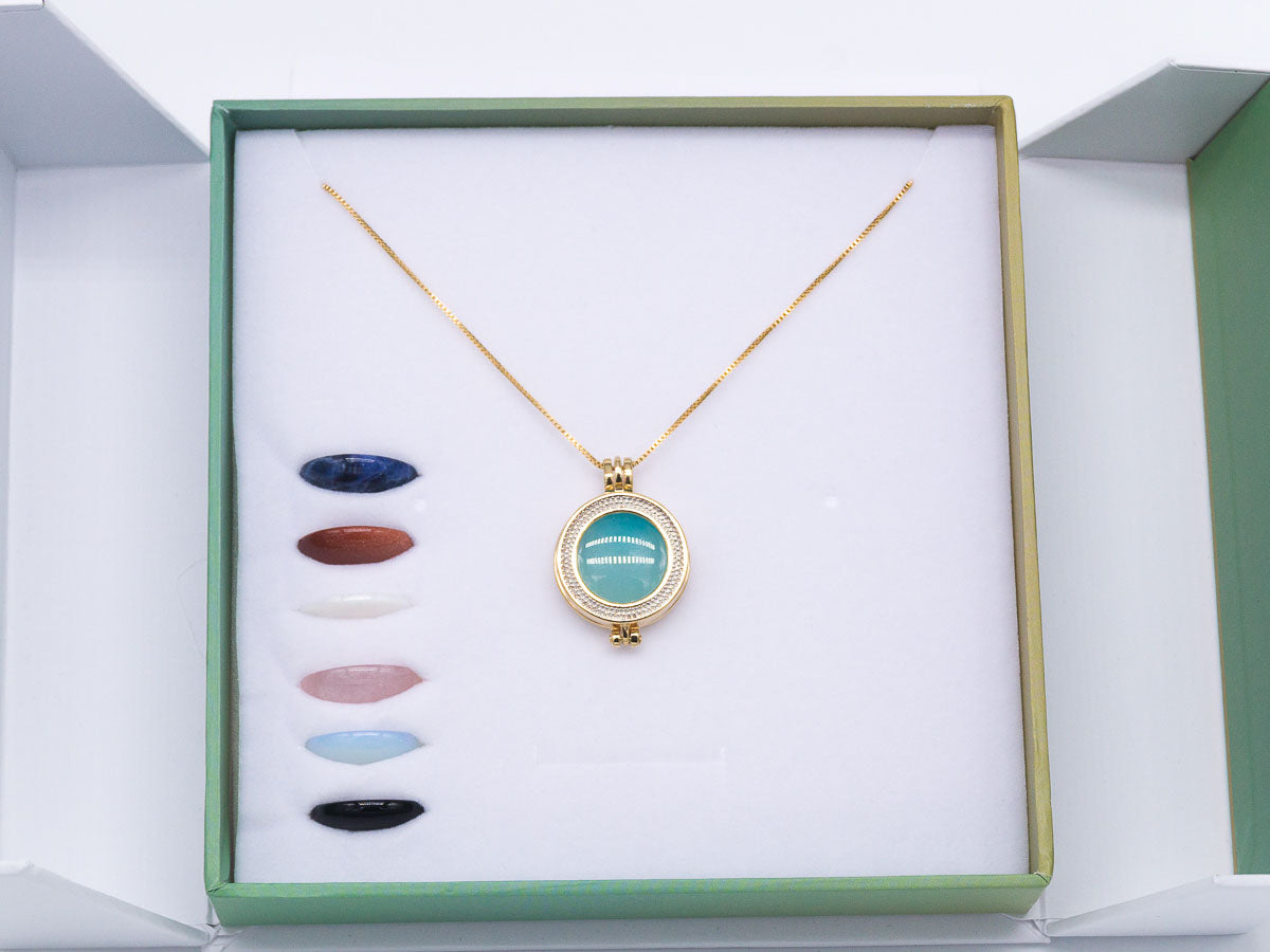 Cage Locket Necklace with Mixed Natural Gemstones | Gold Plated