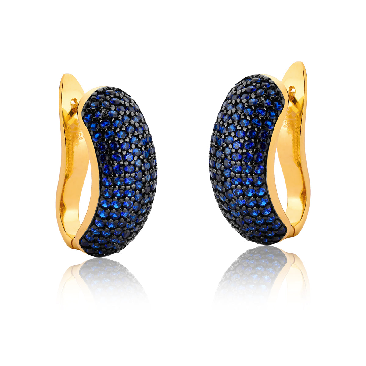 Huggie Earrings Blue CZ Pave | 18k Gold Vermeil