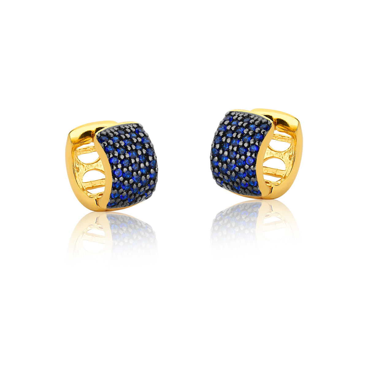 Hoop Earrings Blue CZ Pave | 18k Gold Vermeil