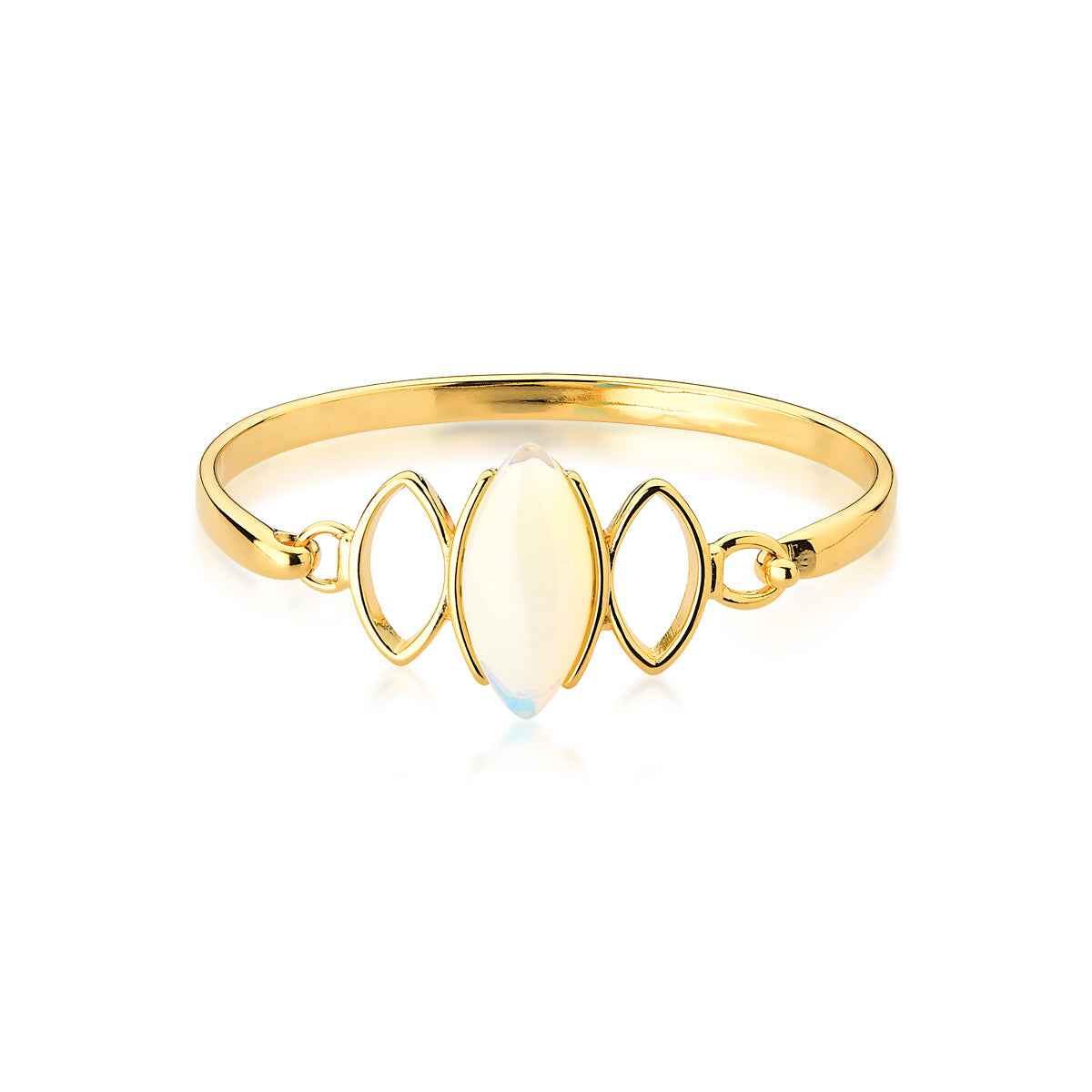 Marquise Shape Bangle Bracelet Opaline Natural Gemstone | Gold Plated