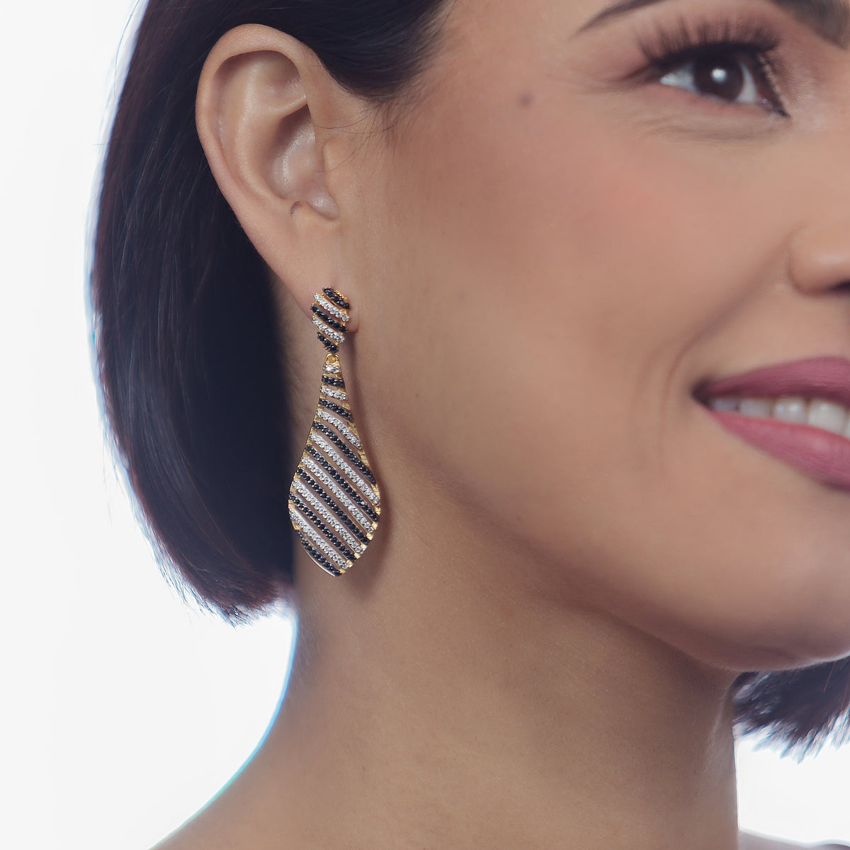 Statement Earrings Clear and Black CZ Pave | 18k Gold Vermeil