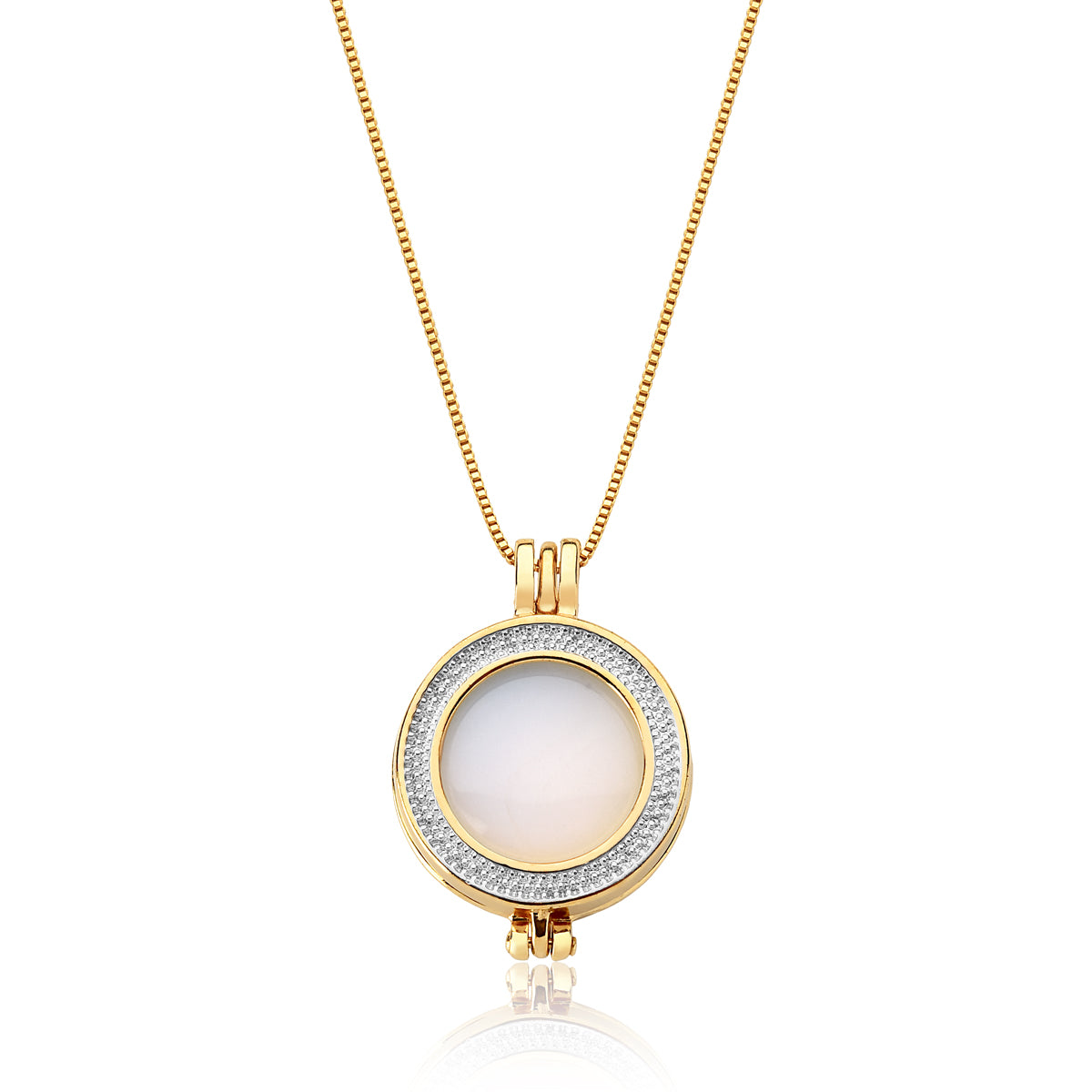Cage Locket Necklace with Mixed Natural Gemstones | Gold Plated