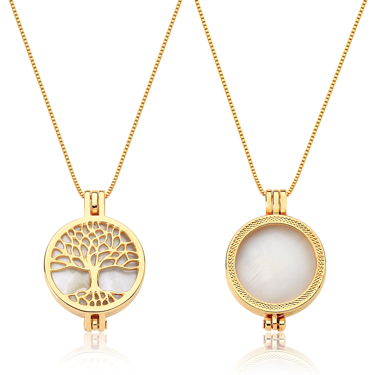 Tree of Life Cage Locket Necklace with Mixed Natural Gemstones | Gold Plated