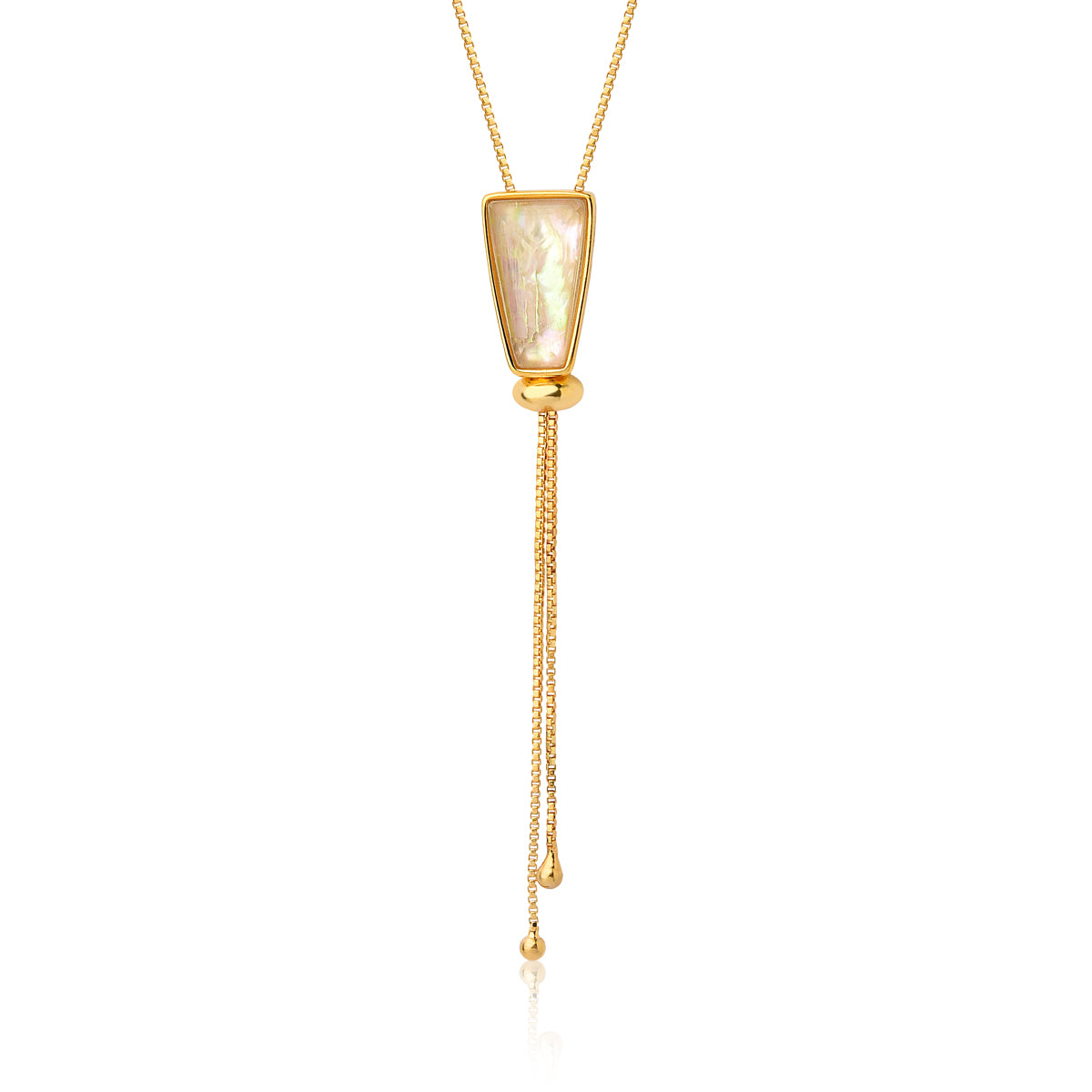 Adjustable Lariat Slider Necklace in Nautilus Shell | Gold Plated