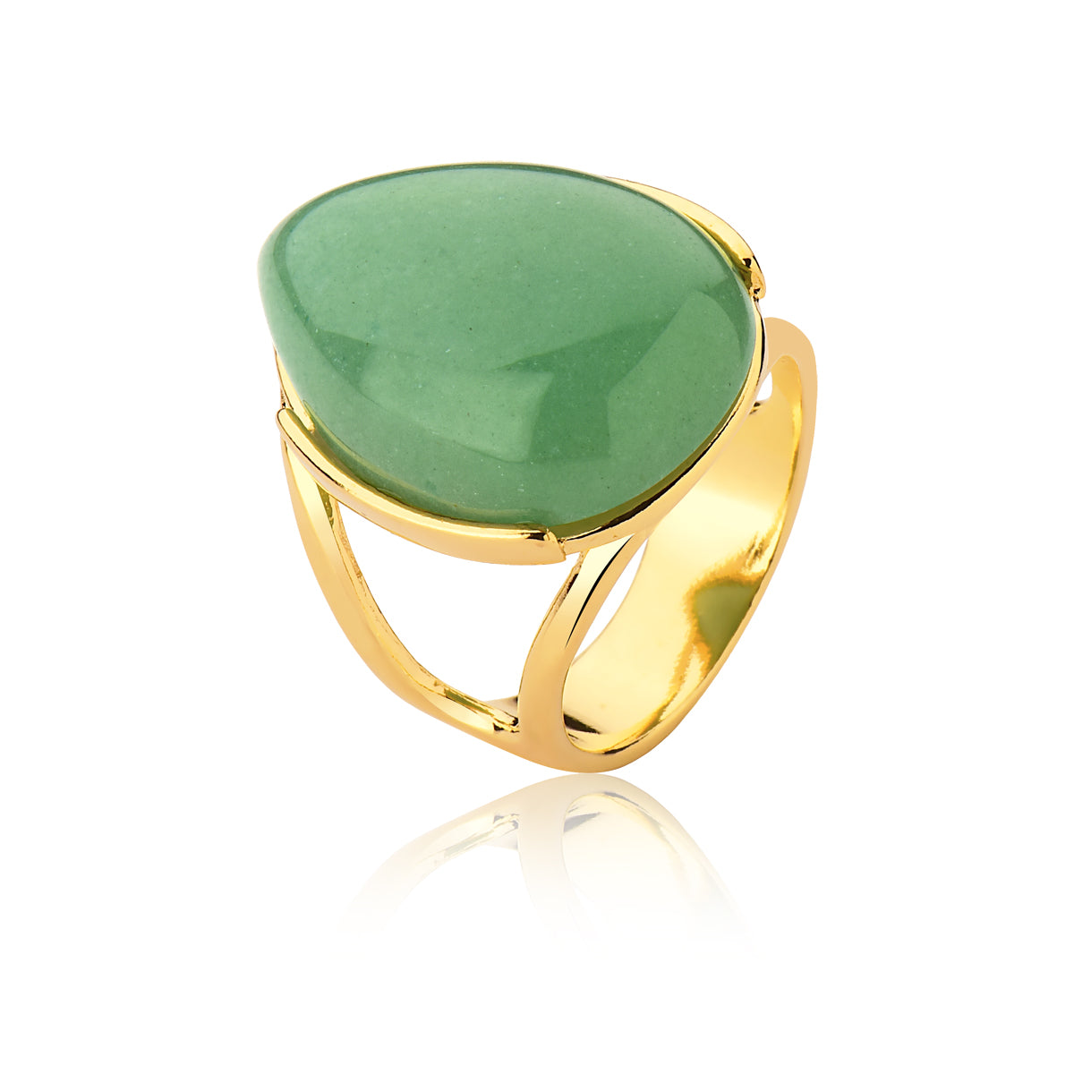 Cocktail Ring in Green Quartz Natural Gemstone | Gold Plated
