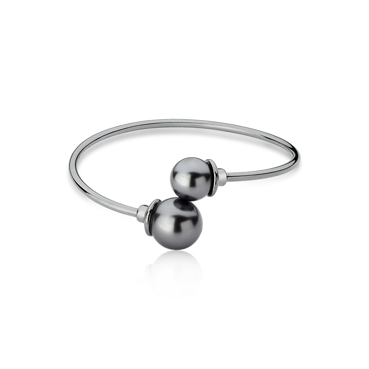 Graphite Shell Pearl Cuff Bracelet | Black Rhodium Plated